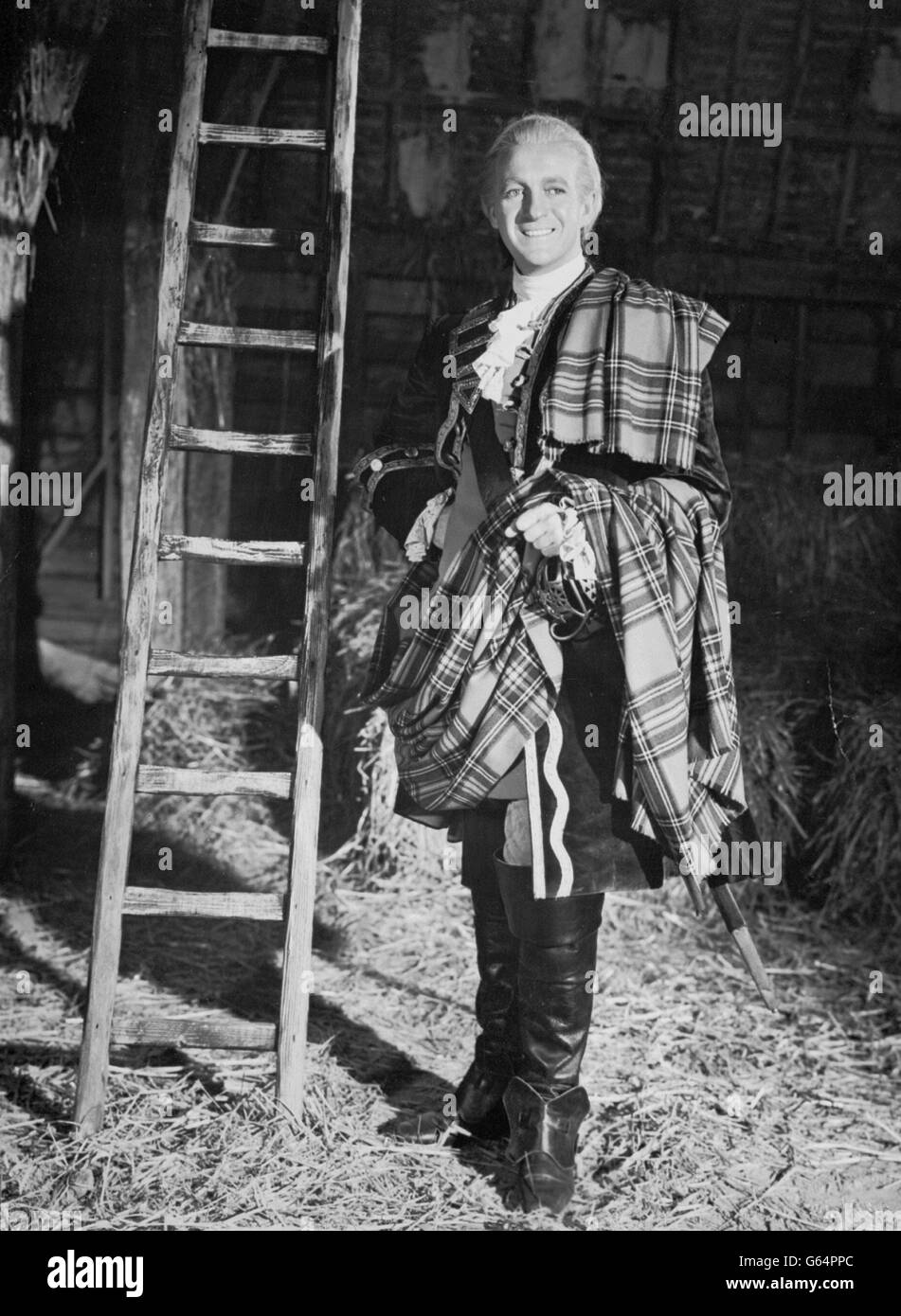 David Niven als Bonnie Prince Charlie. Schauspieler David Niven als Bonnie Prince Charlie. Stockfoto