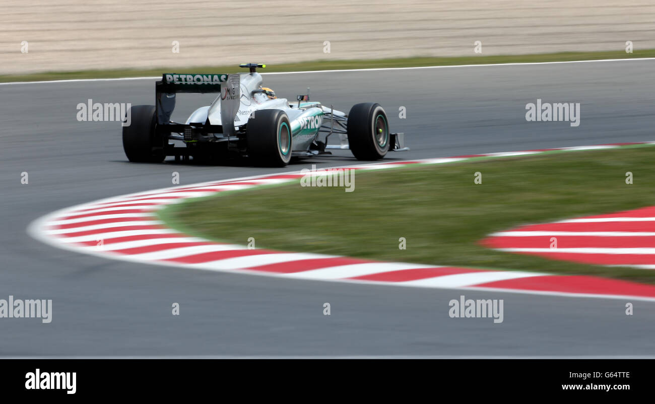 Mercedes Lewis Hamilton im Qualifying auf dem Circuit de Catalunya, Barcelona. Stockfoto