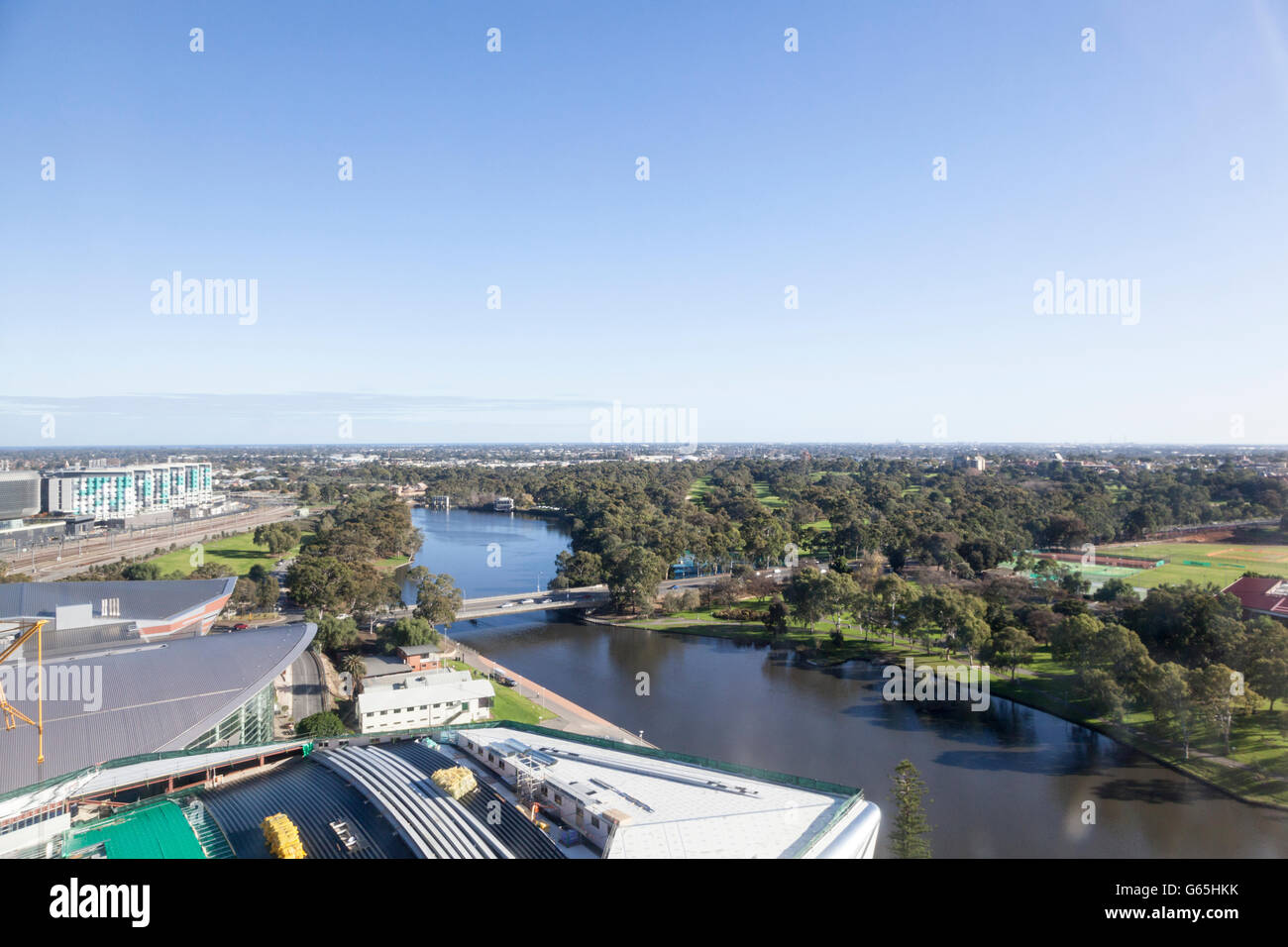 Zeigen Sie auf dem River Torrens vom Intercontinental Hotel, Adelaide, Südaustralien an Stockfoto