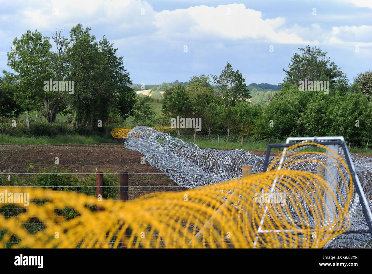 Verschränkung Draht um Lough Erne und Umgebung vor dem G8-Gipfel. Stockfoto