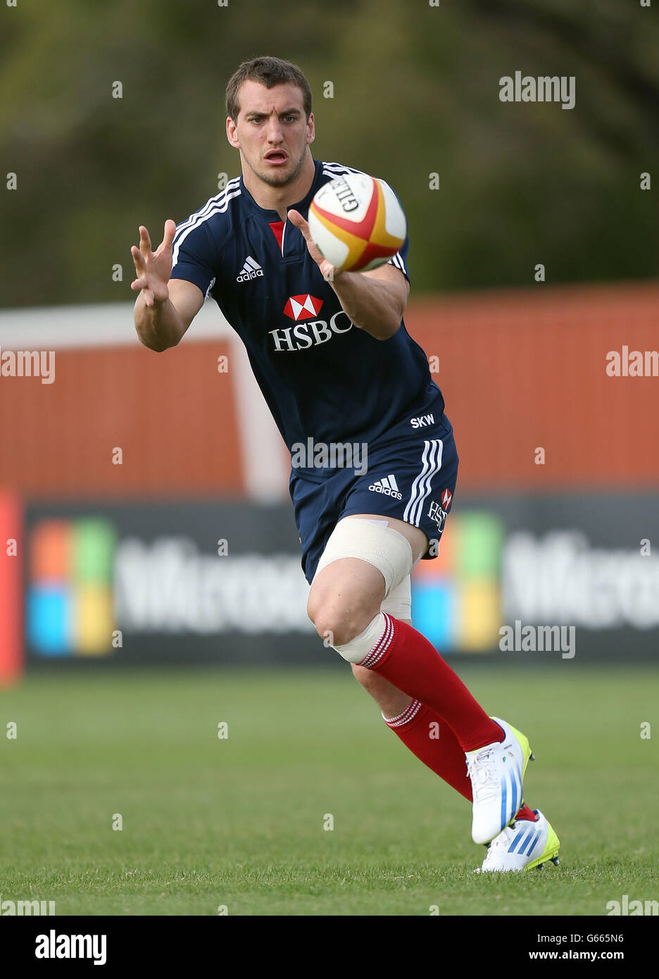 Rugby Union - 2013 British and Irish Lions Tour - British and Irish Lions Training Session - Anglican Church Grammar School. Sam Warburton von britischen und irischen Löwen während der Trainingseinheit an der Anglican Church Grammar School in Brisbane in Australien. Stockfoto