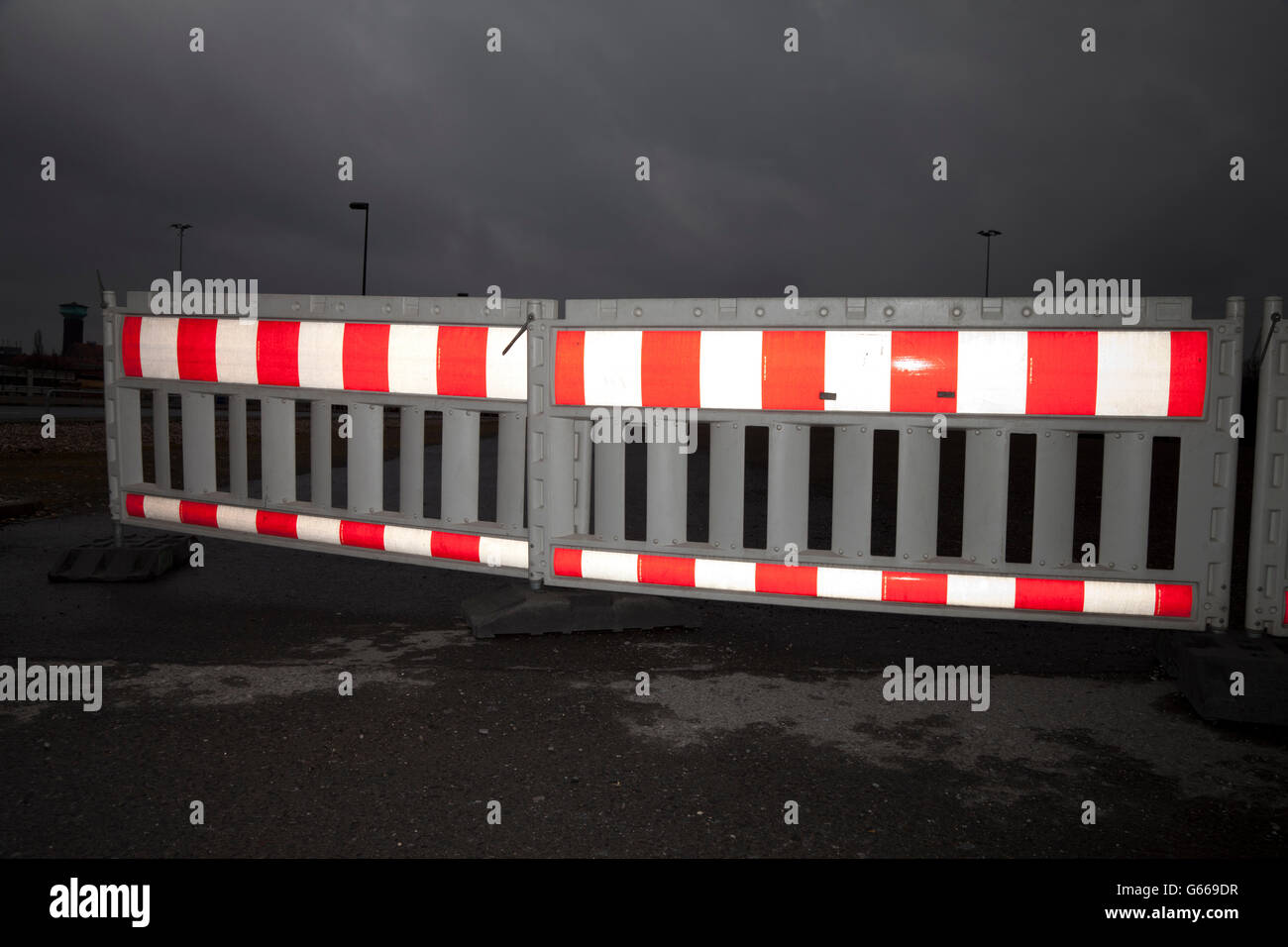 Kunststoff-Schranke, Oberhausen, Ruhrgebiet, Nordrhein Westfalen, PublicGround Stockfoto