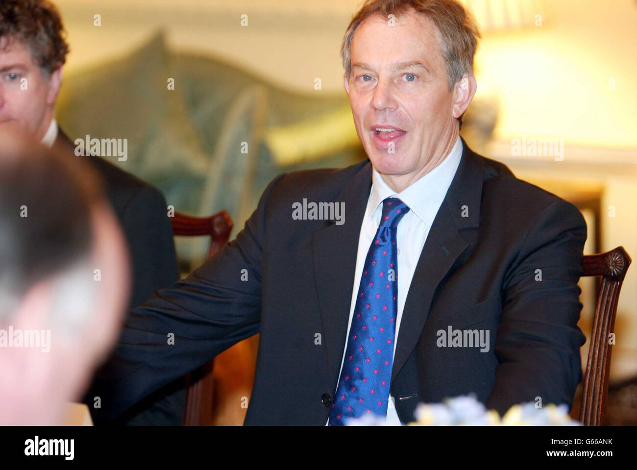 Premierminister Tony Blair veranstaltet in Downing Street, London, ein Frühstück für europäische Wirtschaftsführer und Industriellen. Stockfoto