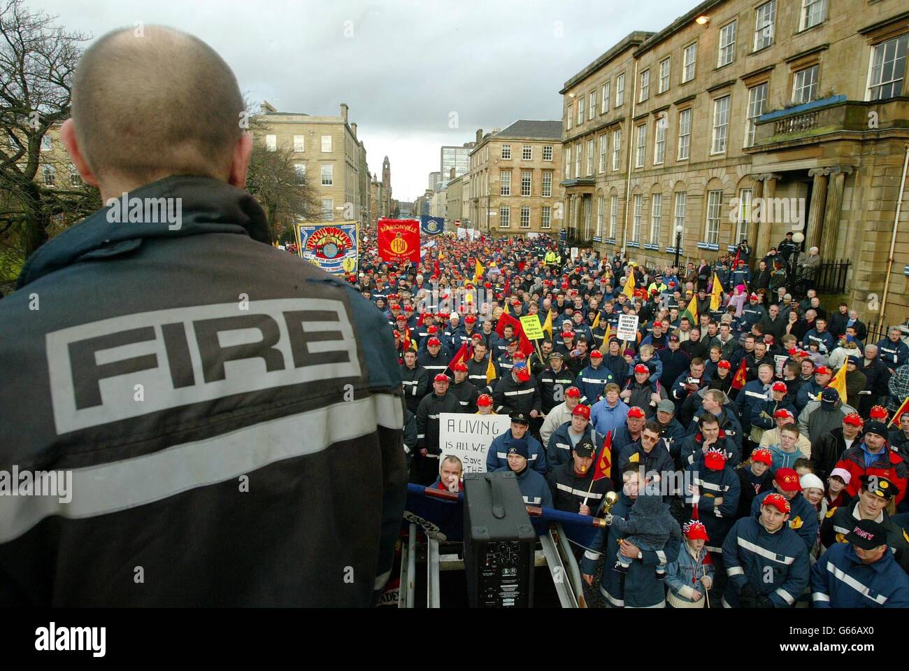 Feuerwehrmann-Kundgebung in Glasgow Stockfoto