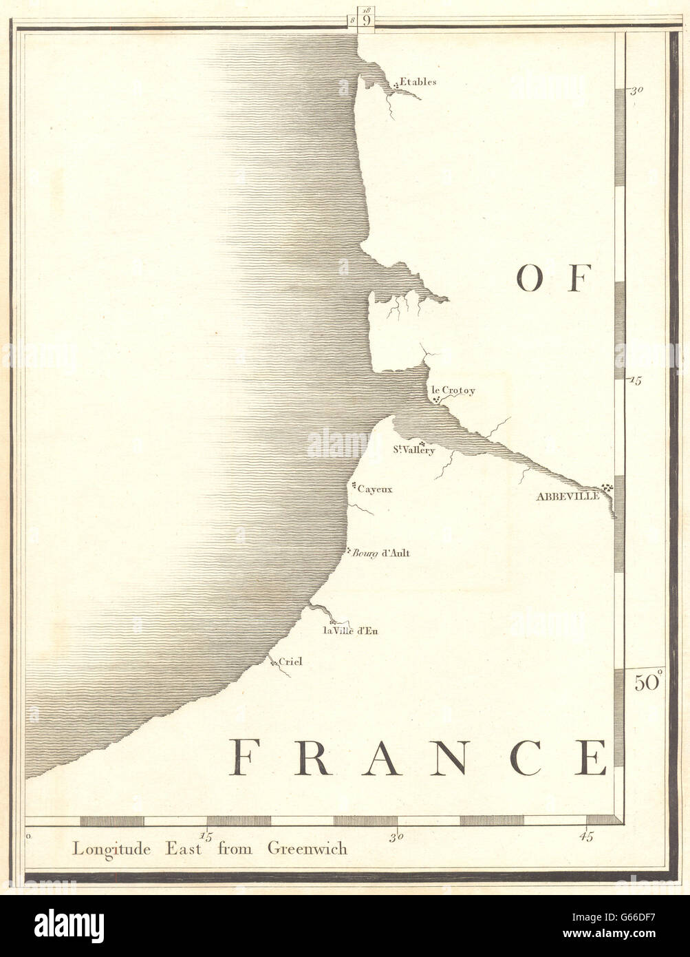 SOMME: Abbeville Le Crotoy Criel Eu Ault St Valery Étaples Etaples.CARY, 1794 Karte Stockfoto