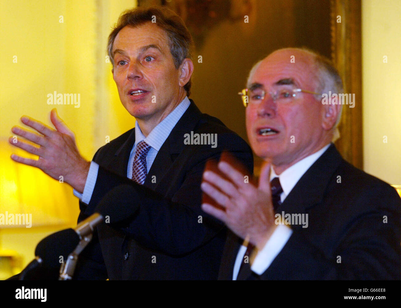 Irak-Krise - Blair und Howard Stockfoto
