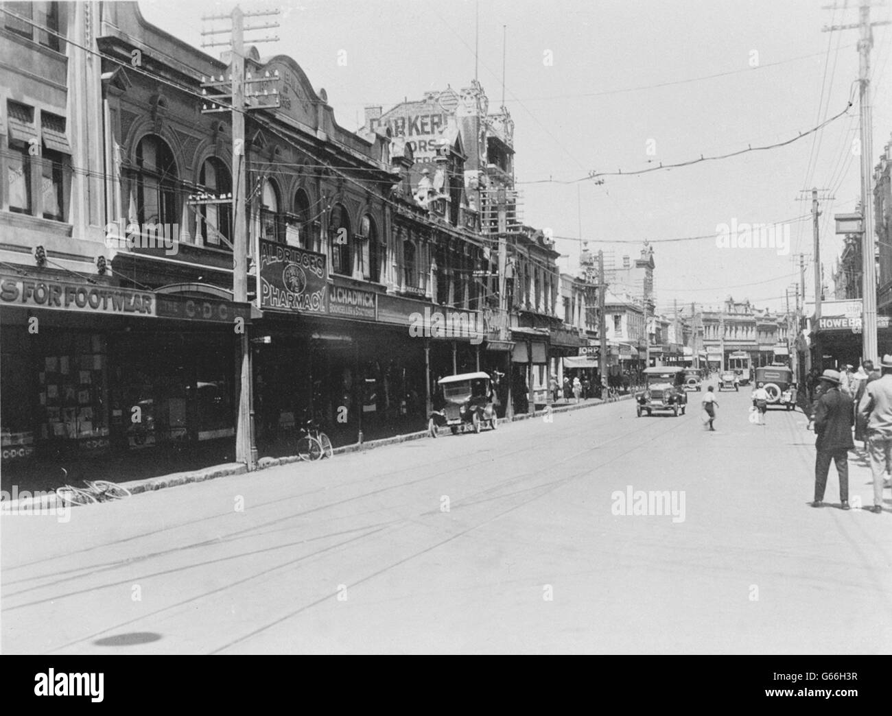 Eine Hastings Straßenansicht der Stadt Napier. Die Stadt soll in Trümmern liegen. Stockfoto