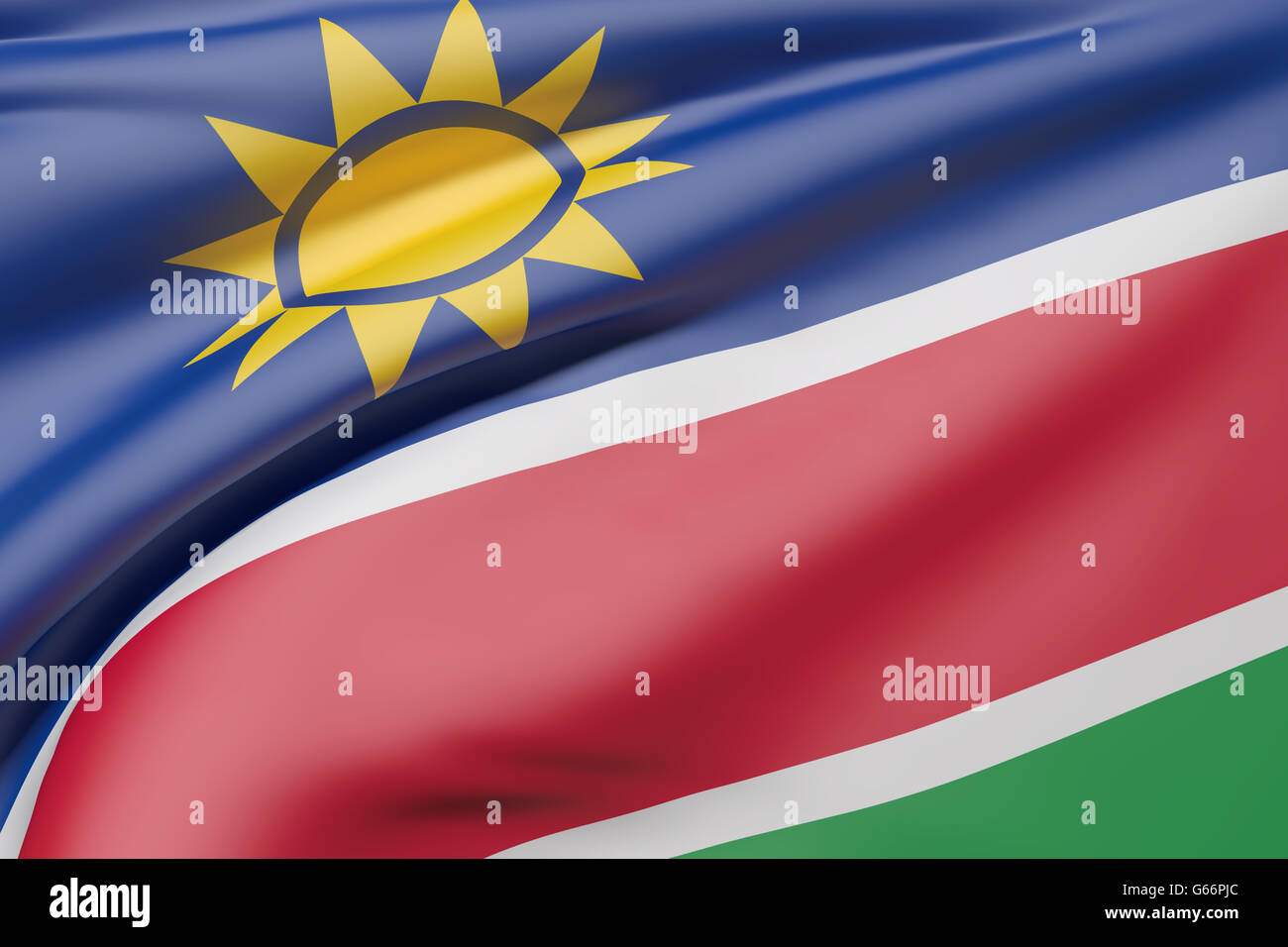 3D Rendering der Republik Namibia Flagge winken Stockfoto