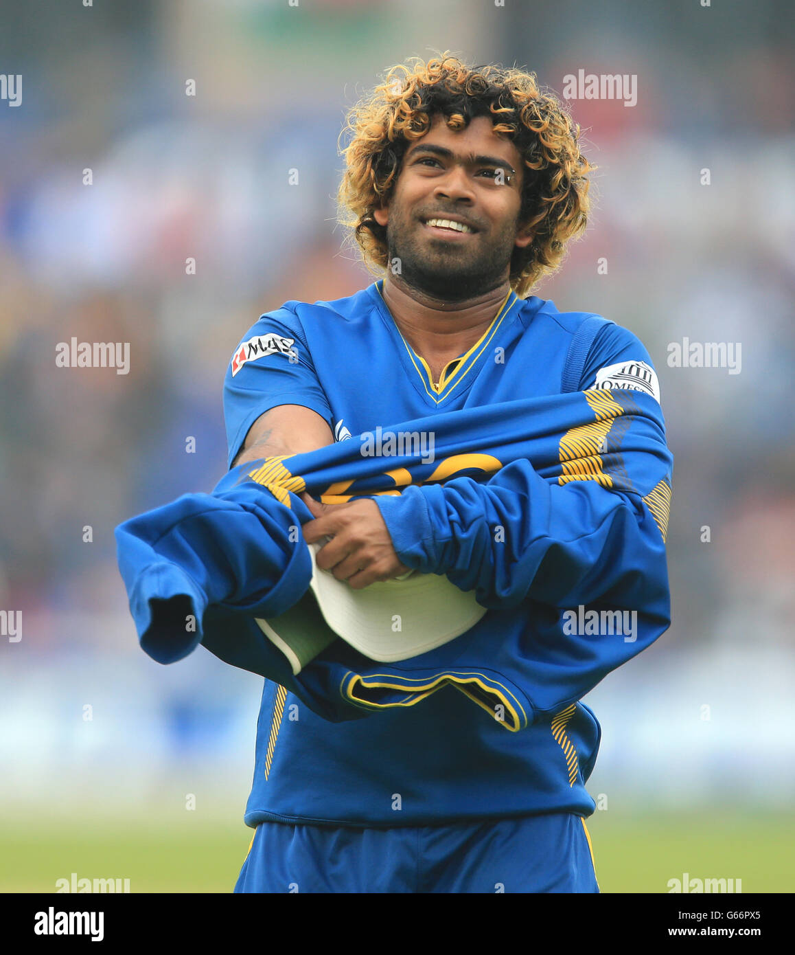 Cricket - ICC Champions Trophy - Halbfinale - Indien - Sri Lanka - SWALEC Stadium. Sri Lankas Lasith Malinga Stockfoto