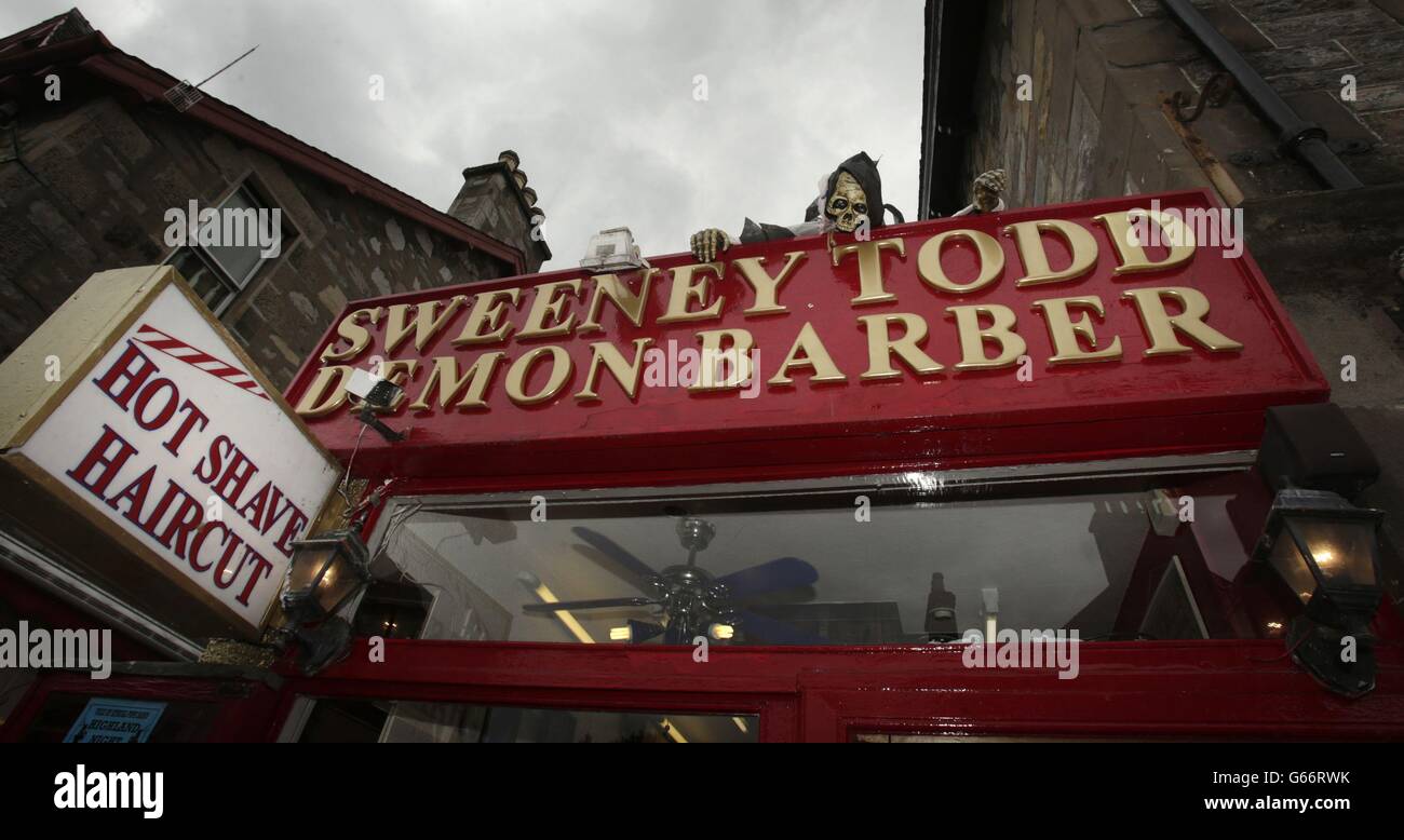 Zuvor unveröffentlichtes Foto vom 25/06/13 von einem Sweeney Todd Demon Barber-Friseurladen in Pitlochry, Schottland. Stockfoto