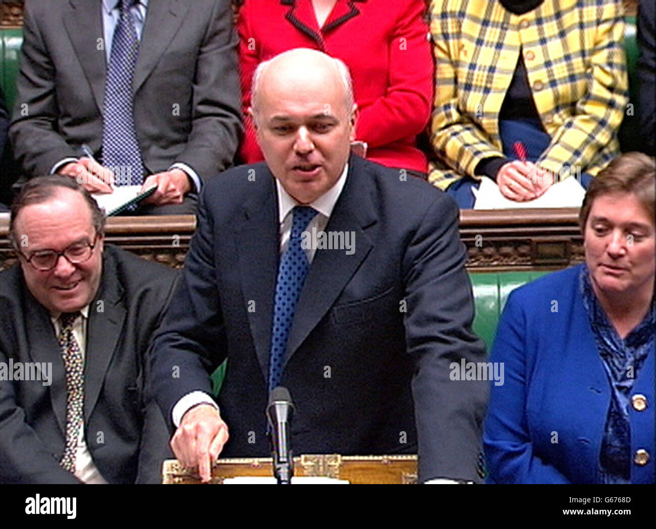 : der konservative Vorsitzende Iain Duncan Smith während der Fragestunde des Premierministers im Unterhaus in London. Stockfoto