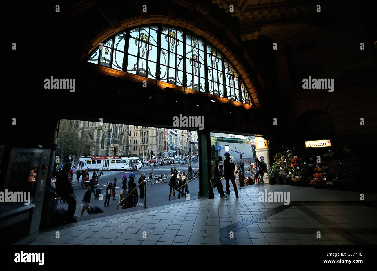 Flinders Street Station, Melbourne in Australien. Stockfoto