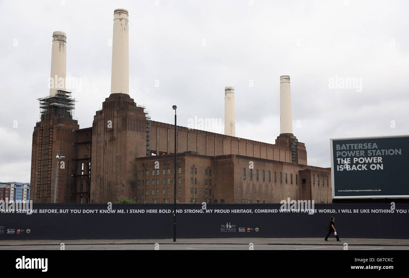 Eine allgemeine Ansicht des Battersea Power Station in London. Cameron sagte, es sei „an der Zeit“, als er den Beginn einer &ACIRC;£8 Milliarden Neuentwicklung des Battersea Power Station begrüßte. Stockfoto