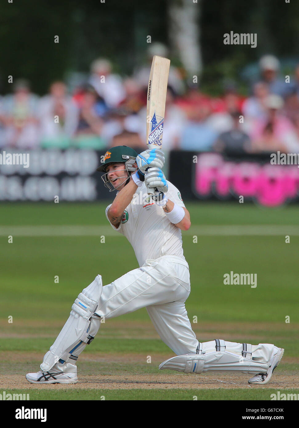 Australien-Kapitän Michael Clarke schlägt am dritten Tag des Internationalen Aufwärmmatches in New Road gegen Worcestershire in Worcester. DRÜCKEN SIE VERBANDSFOTO. Bilddatum: Donnerstag, 4. Juli 2013. Siehe PA Geschichte CRICKET Australien. Das Foto sollte lauten: Nick Potts/PA Wire. Stockfoto