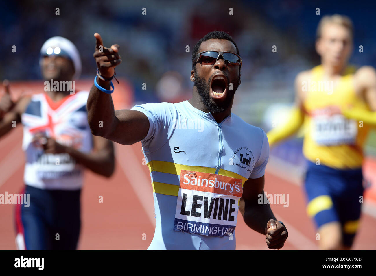 Nigel Levine gewinnt das 400m-Rennen der Herren während der British Championships und World Trials im Alexander Stadium, Birmingham. Stockfoto