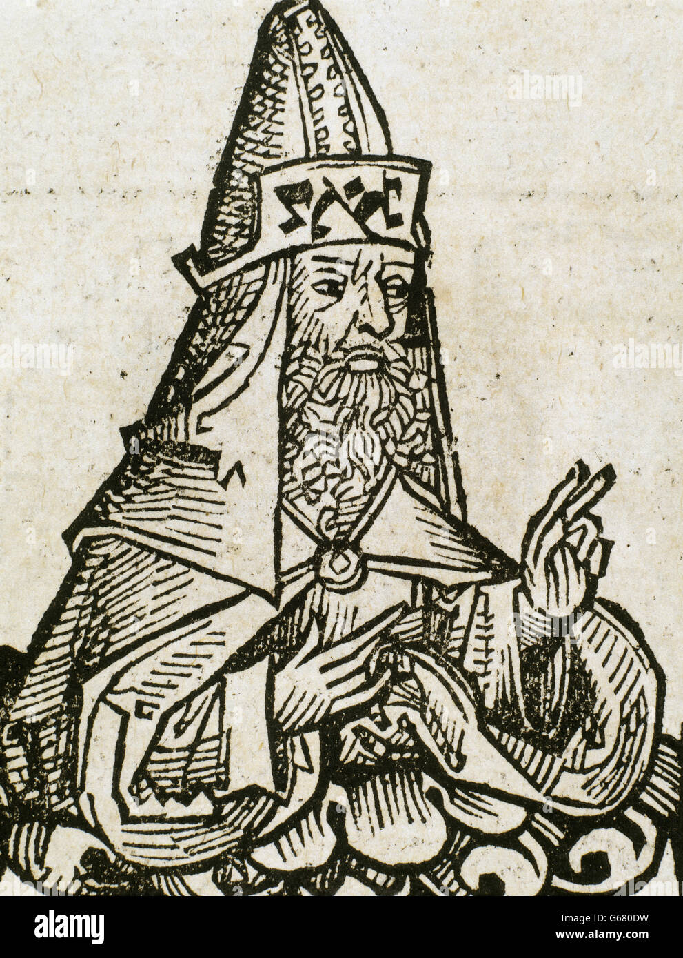 Eleazar. Hohepriester. Sohn von Aaron. Kupferstich aus dem 16. Jahrhundert. Stockfoto
