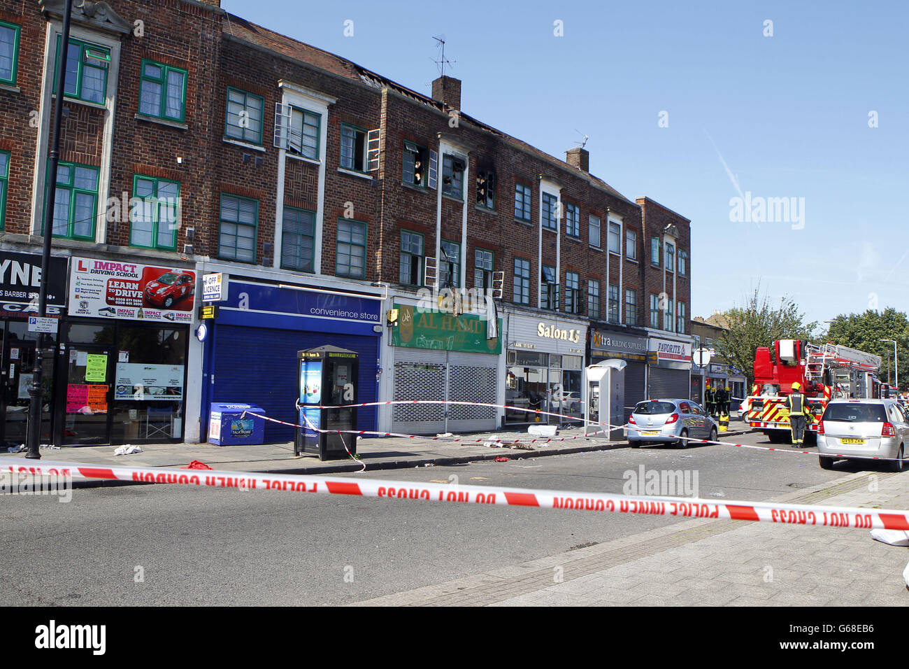 Tödliche Feuer in Heston Stockfoto