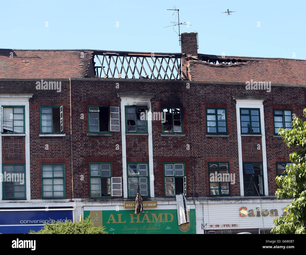 Tödliche Feuer in Heston Stockfoto