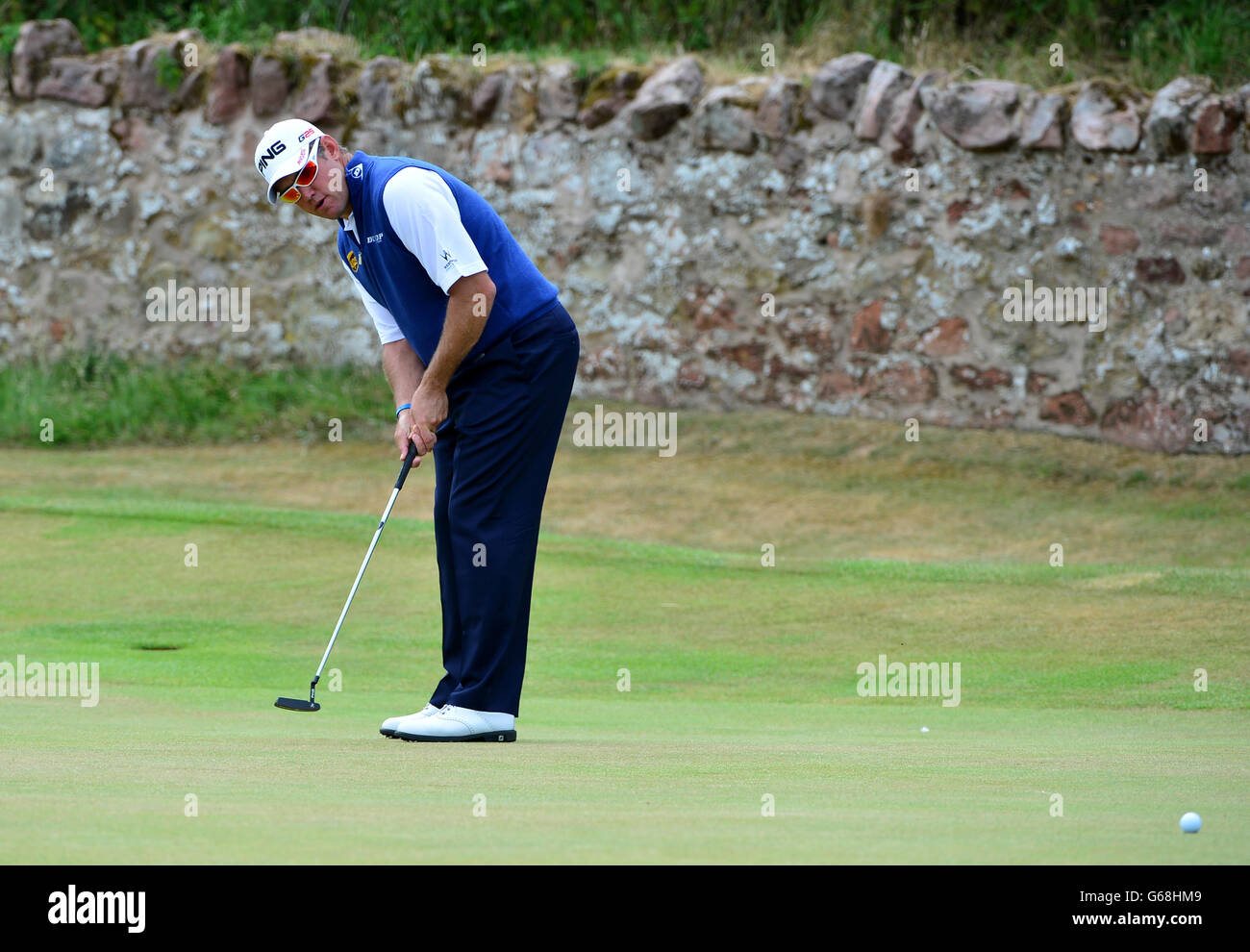Golf - The Open Championship 2013 - Praxis Tag Drei - Muirfield Golf Club. Lee Westwood von England während des dritten Trainingstages für die Open Championship 2013 im Muirfield Golf Club, East Lothian Stockfoto