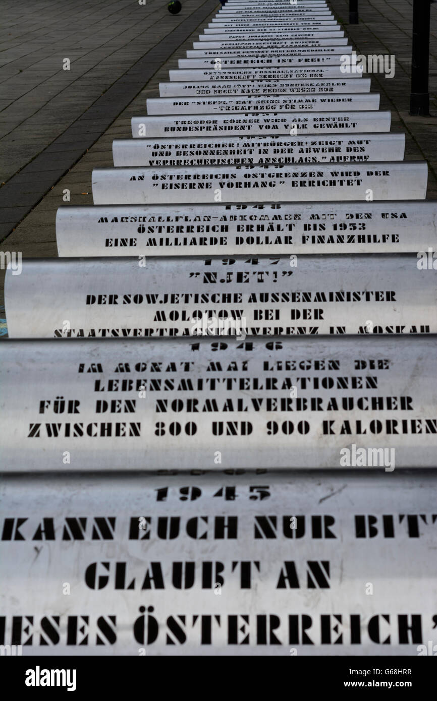 Denkmal für 50 Jahre Österreich in der Donau-City, Wien, Vienna, Austria, Wien, 22. Stockfoto