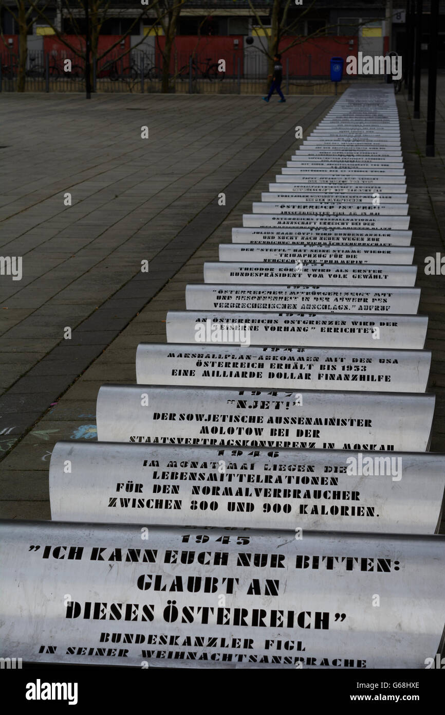 Denkmal für 50 Jahre Österreich in der Donau-City, Wien, Vienna, Austria, Wien, 22. Stockfoto