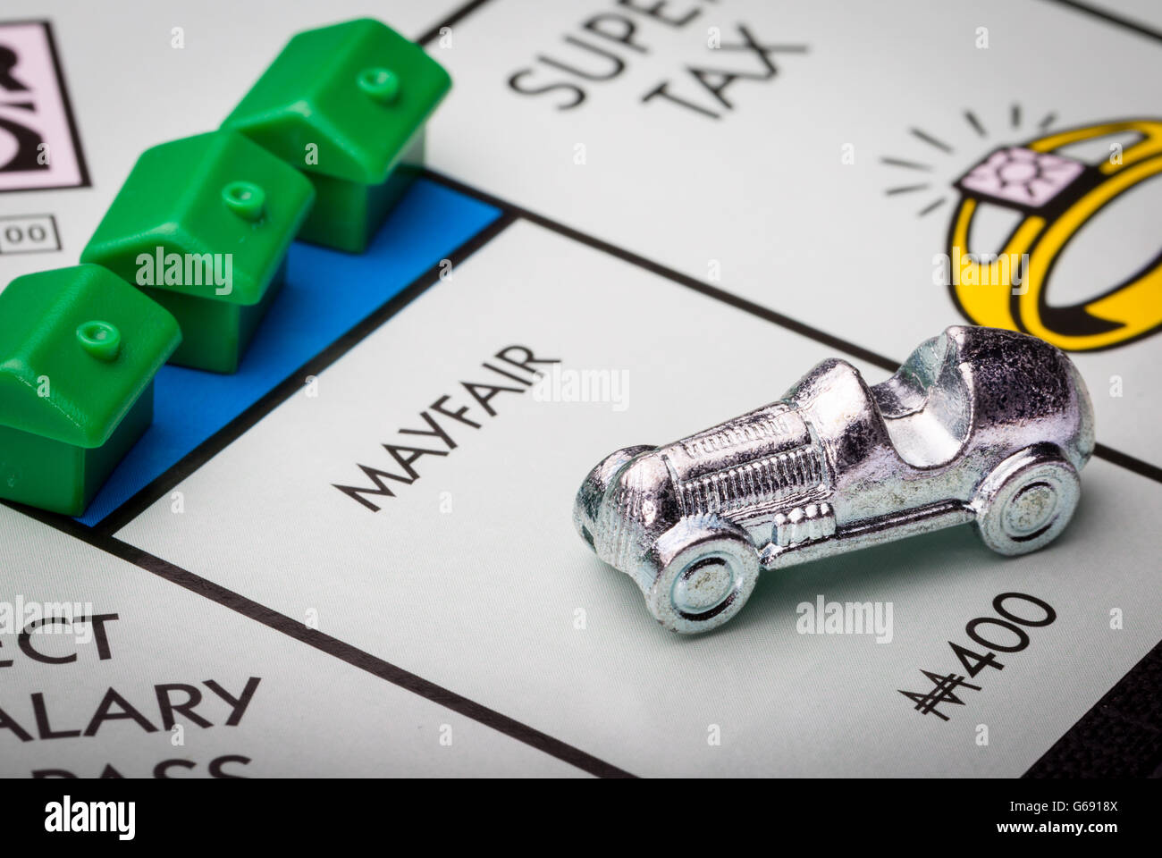 Mayfair auf dem Monopoly Brettspiel Stockfoto