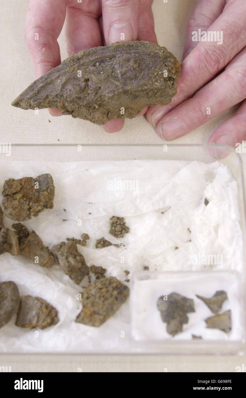 Fragmente eines einzigartigen römischen vergoldeten Silberhelms sind im British Museum im Zentrum von London ausgestellt. Ein außergewöhnlicher Fund von mehr als 3,000 Münzen wurde auf einem Feld in Ost-Leicestershire gemacht. * Sie stammen aus 2,000 Jahren und sind eines der ersten Beispiele für Münzhorte aus der Eisenzeit, die in Großbritannien zu sehen sind. Stockfoto