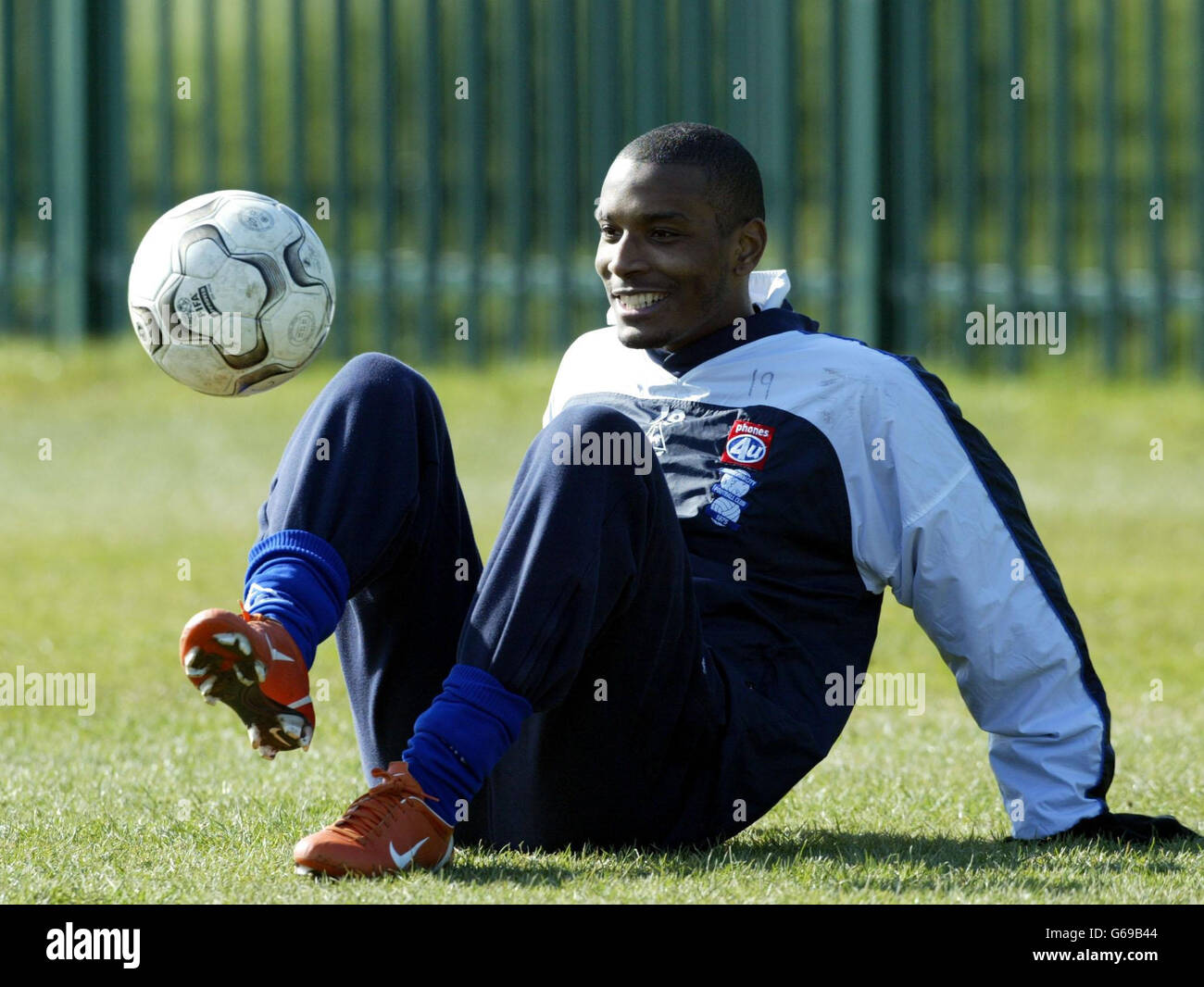 Clinton Morrison von Birmingham City während des Trainings in Wast Hill am Freitag, 14. März 2003, vor ihrem Spiel in Manchester City am Sonntag. PA Foto: Nick Potts Stockfoto