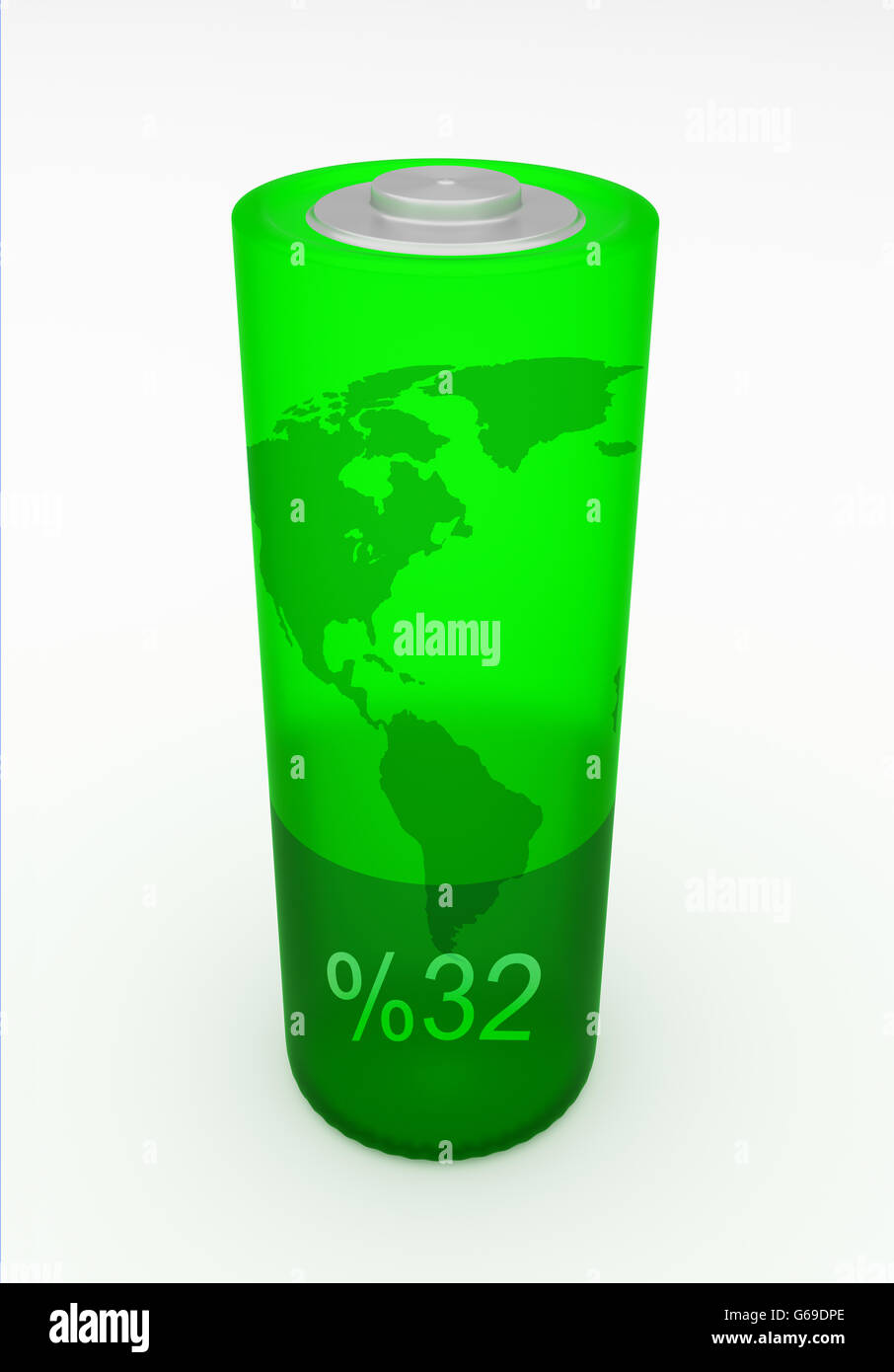 3D Darstellung der Ökostrom Batteriekonzept Stockfoto