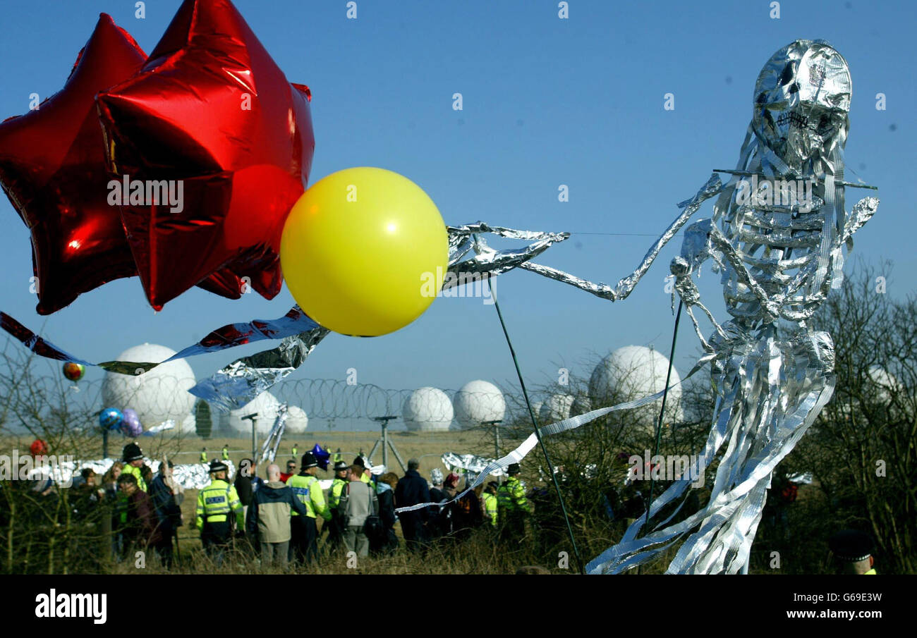 Anti-Kriegs-Protest - RAF Menwith Hill Stockfoto