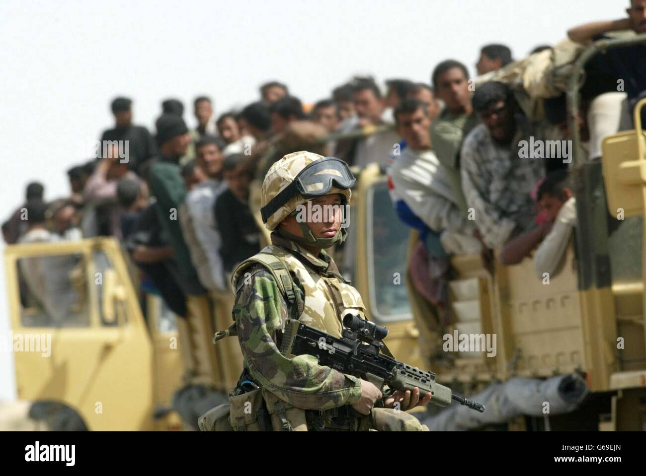 Kriegsgefangene im Irak Stockfoto