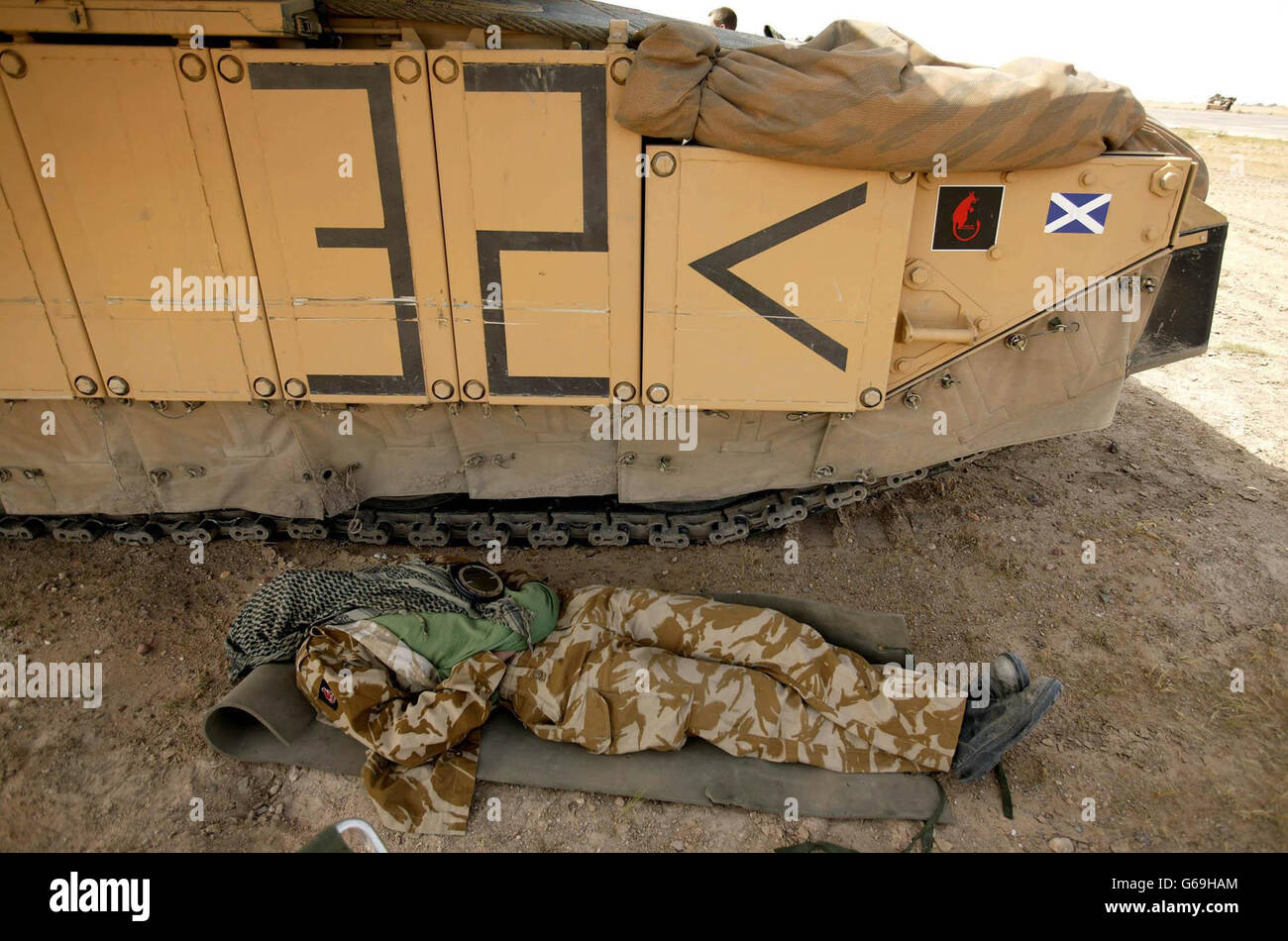 Irak-Krieg-Challenger-2-Panzer-Besatzung Stockfoto