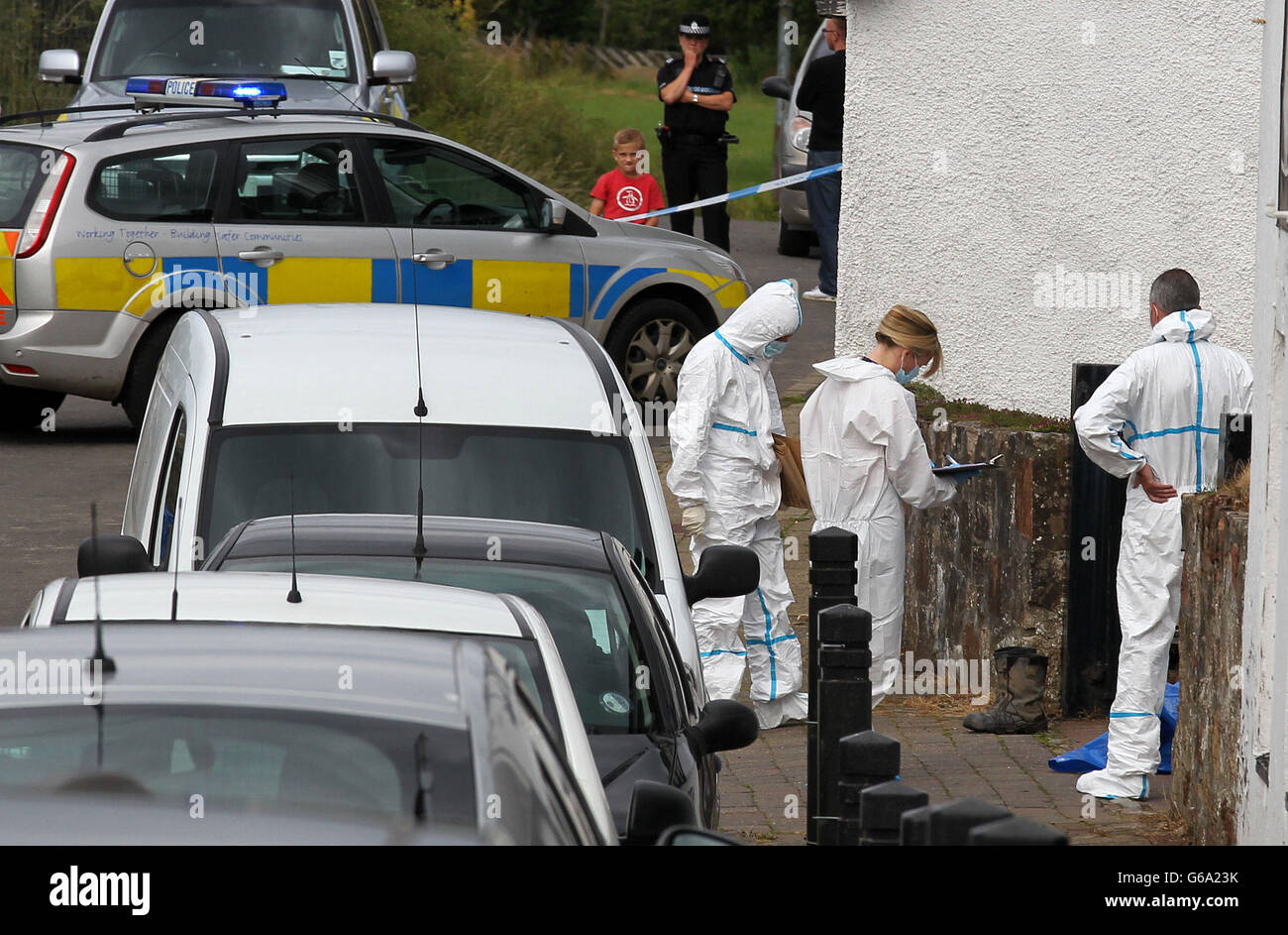 Zwei Tote bei Bauernhof schießen Stockfoto