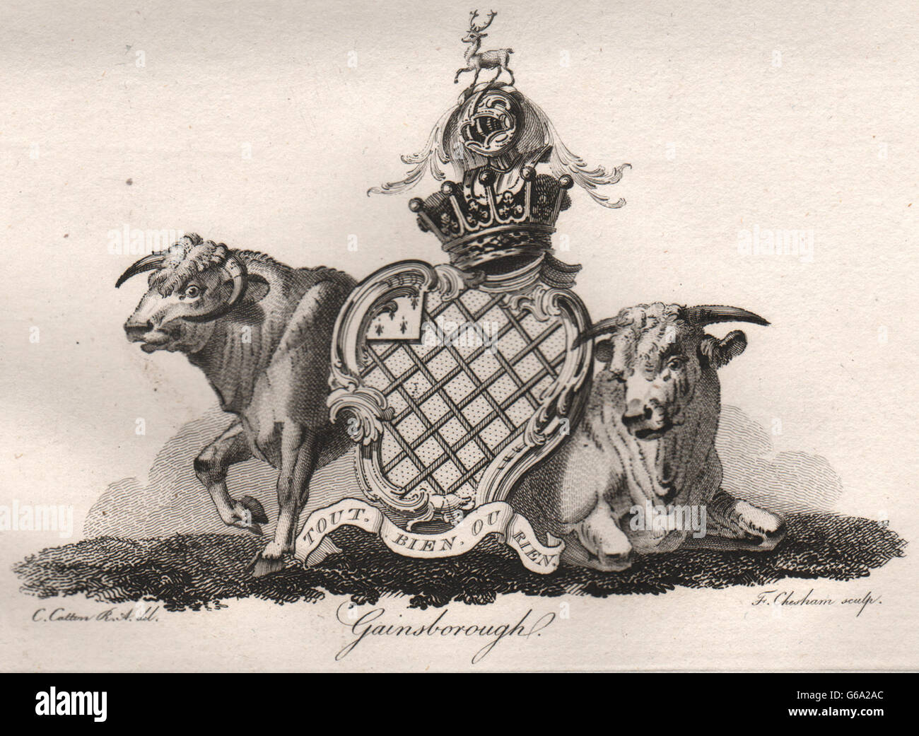 GAINSBOROUGH: Wappen. Heraldik, antiken Druck 1790 Stockfoto