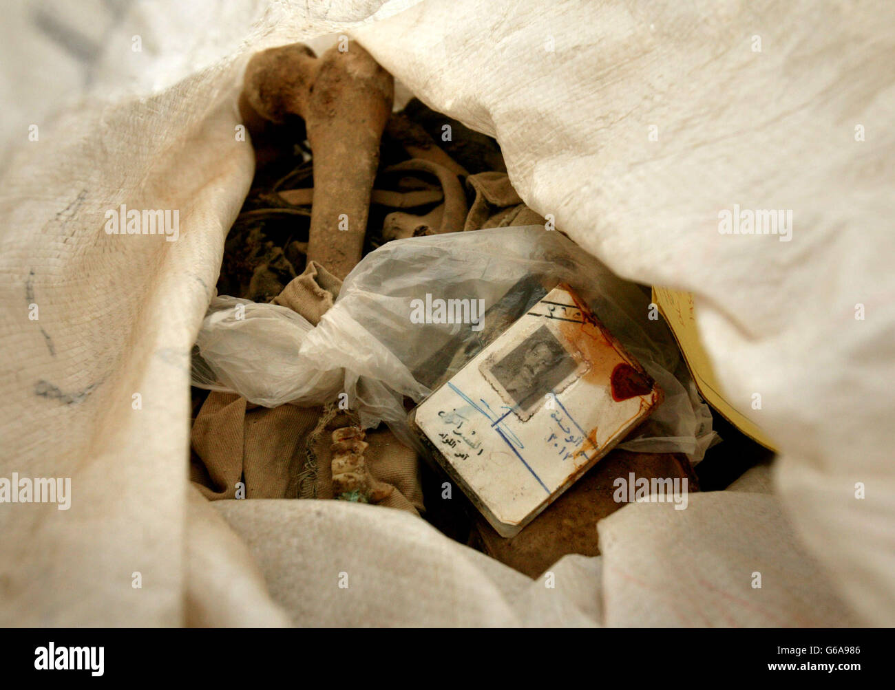 Menschliche Überreste irakische Basis Stockfoto