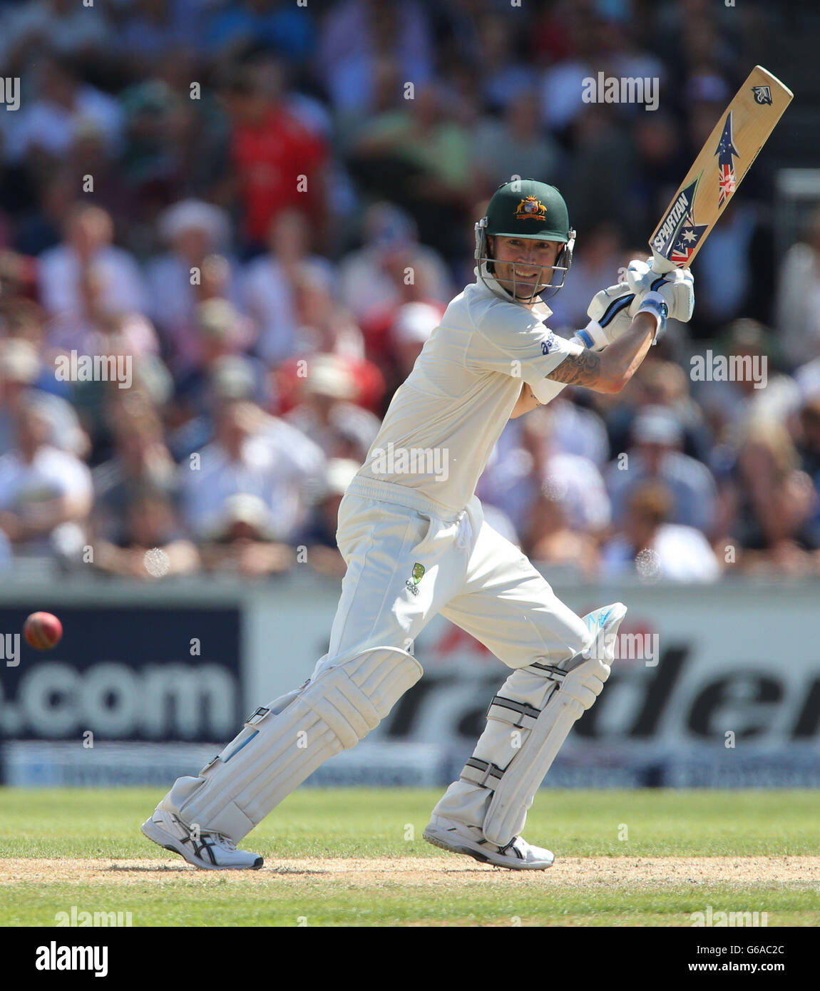 Australien-Kapitän Michael Clarke am zweiten Tag des dritten Investec Ashes-Testmatches im Old Trafford Cricket Ground, Manchester. Stockfoto