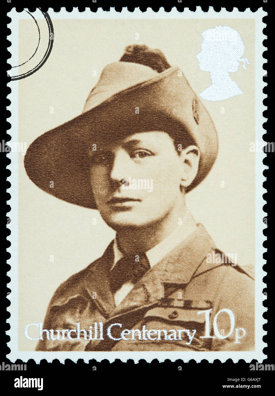 Eine Briefmarke von Winston Churchill von Großbritannien Stockfoto