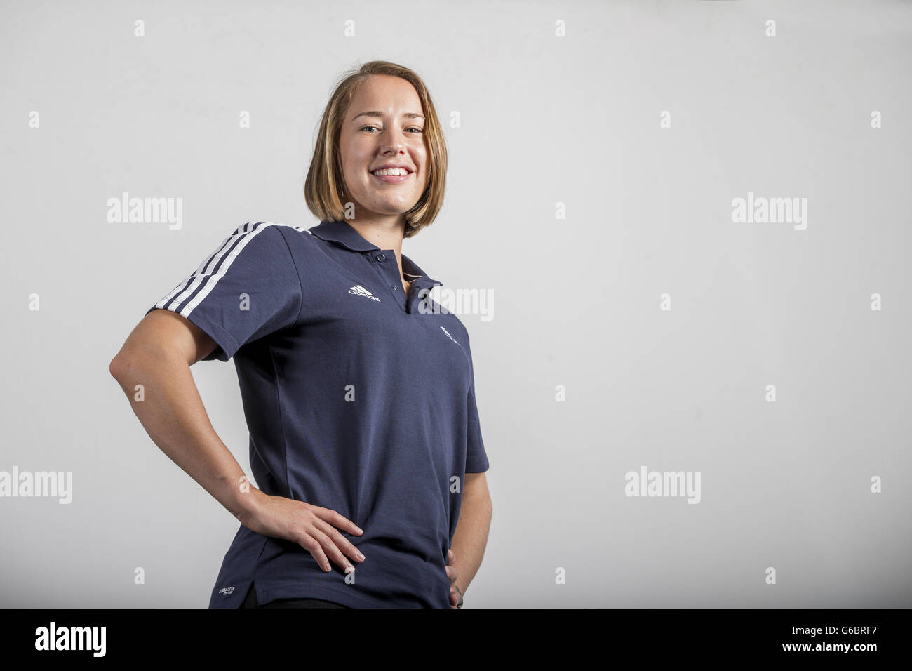 Lizzy Yarnold aus Großbritannien posiert während des Tages der Medienöffnung an der University of Bath, Bath Stockfoto