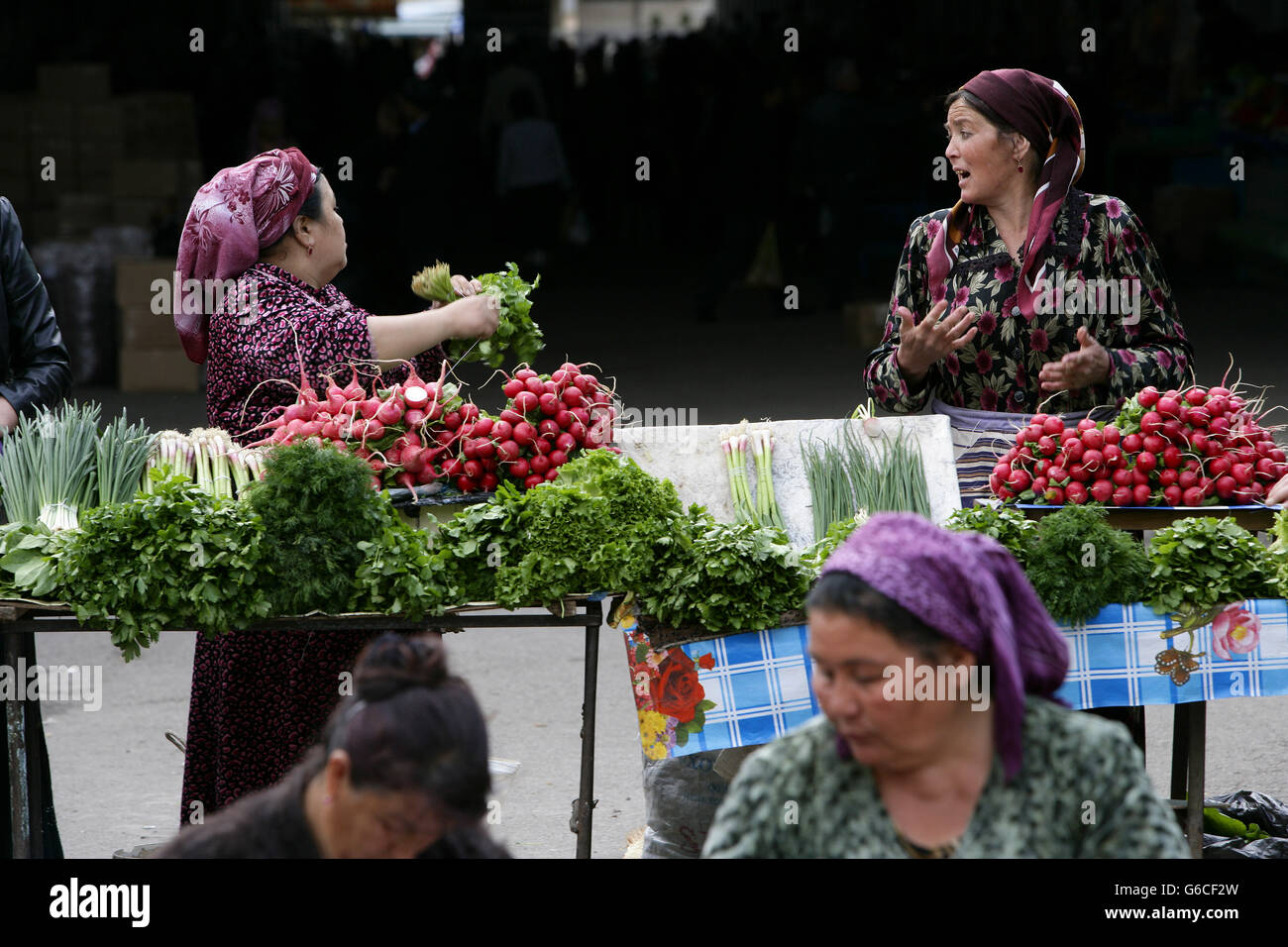 Verkäufer, Chorsu Basar, Taschkent, Usbekistan Stockfoto