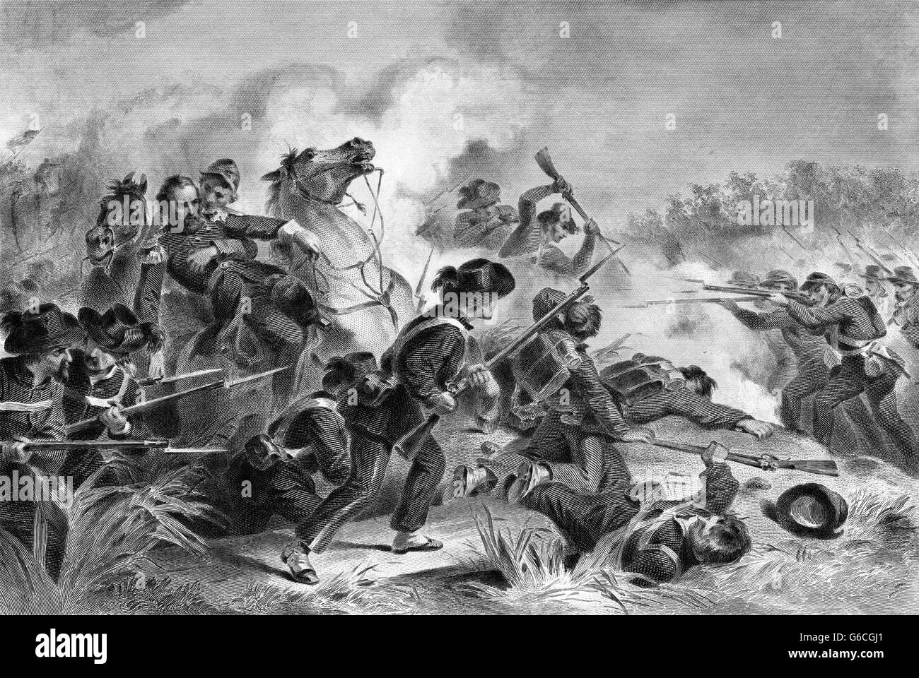 1860ER JAHRE AUGUST 1861 SCHLACHT VON WILSON'S CREEK UND DER TOD VON GENERAL LYON IN DER NÄHE VON SPRINGFIELD IN MISSOURI Stockfoto