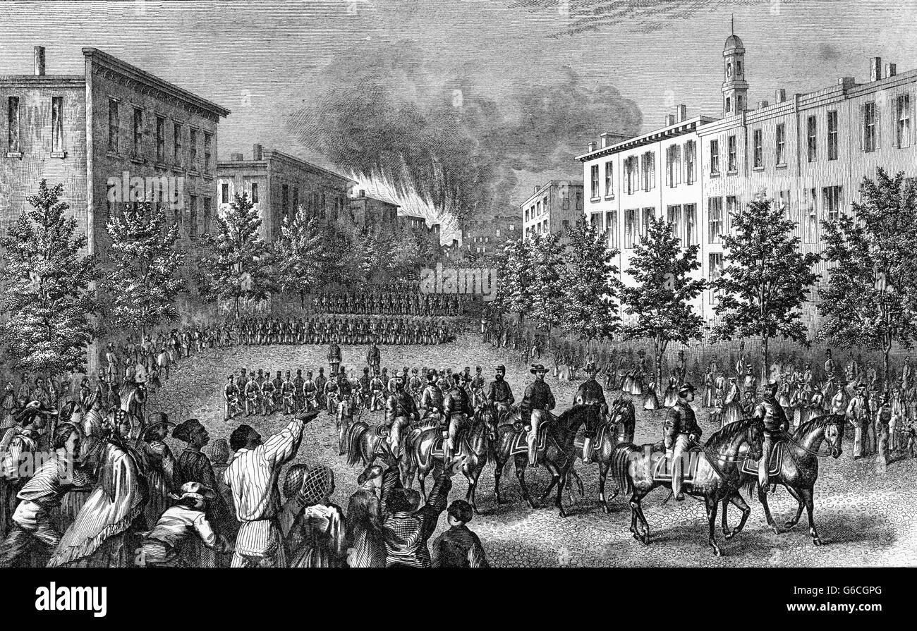 1860ER JAHREN APRIL 1865 EINGANG VON DER ARMEE DES POTOMAC UNIONSTRUPPEN IN RICHMOND VIRGINIA USA Stockfoto