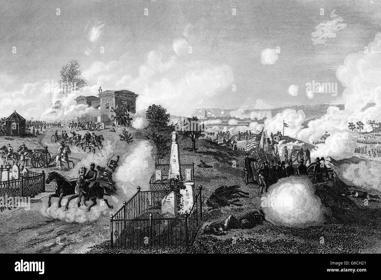 1860ER JAHRE JULI 1863 ANSICHT DER UNION LINIEN WÄHREND DER SCHLACHT VON GETTYSBURG Stockfoto