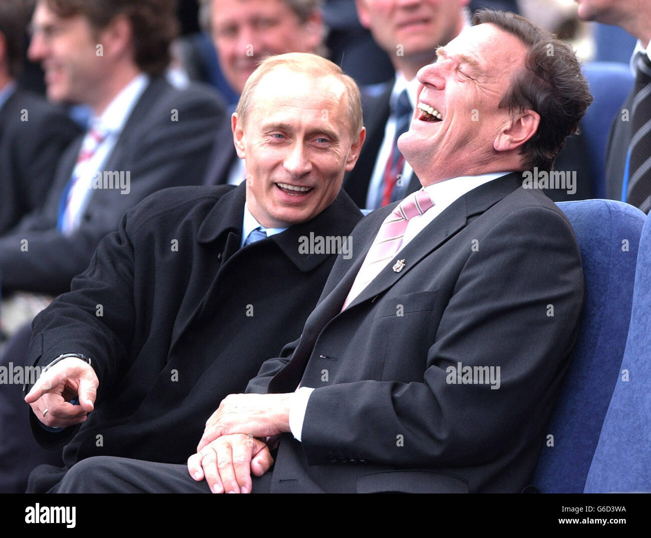Putin & Schroeder in Russland Stockfoto