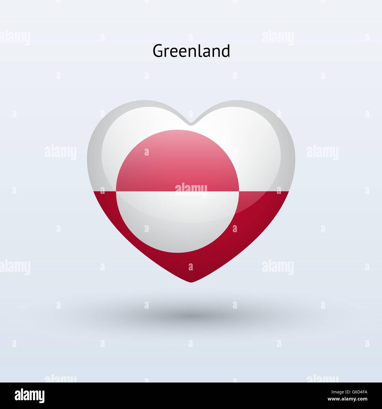 Liebe-Grönland-Symbol. Herz-Flagge-Symbol. Stock Vektor