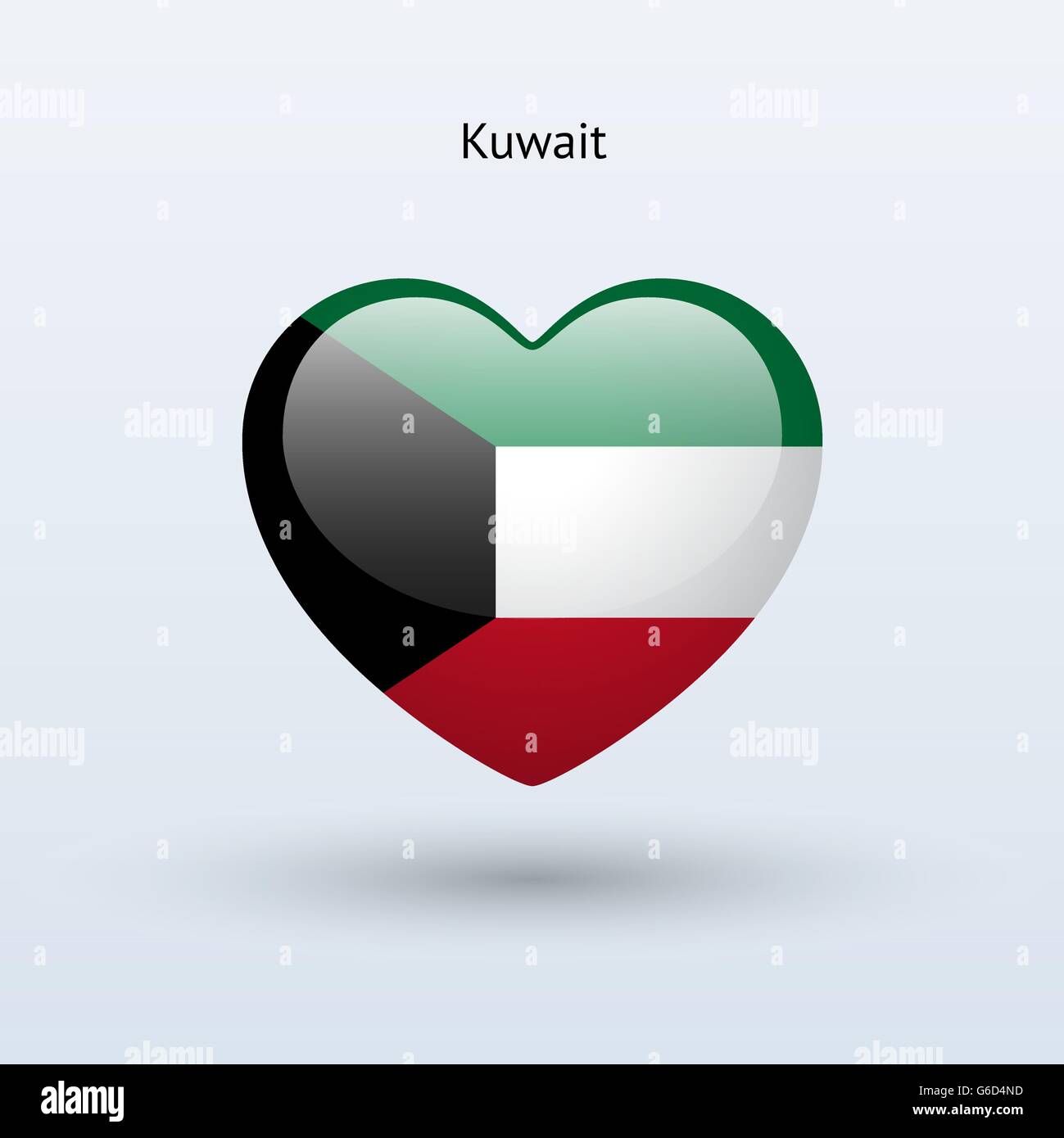 Liebe-Kuwait-Symbol. Herz-Flagge-Symbol. Stock Vektor