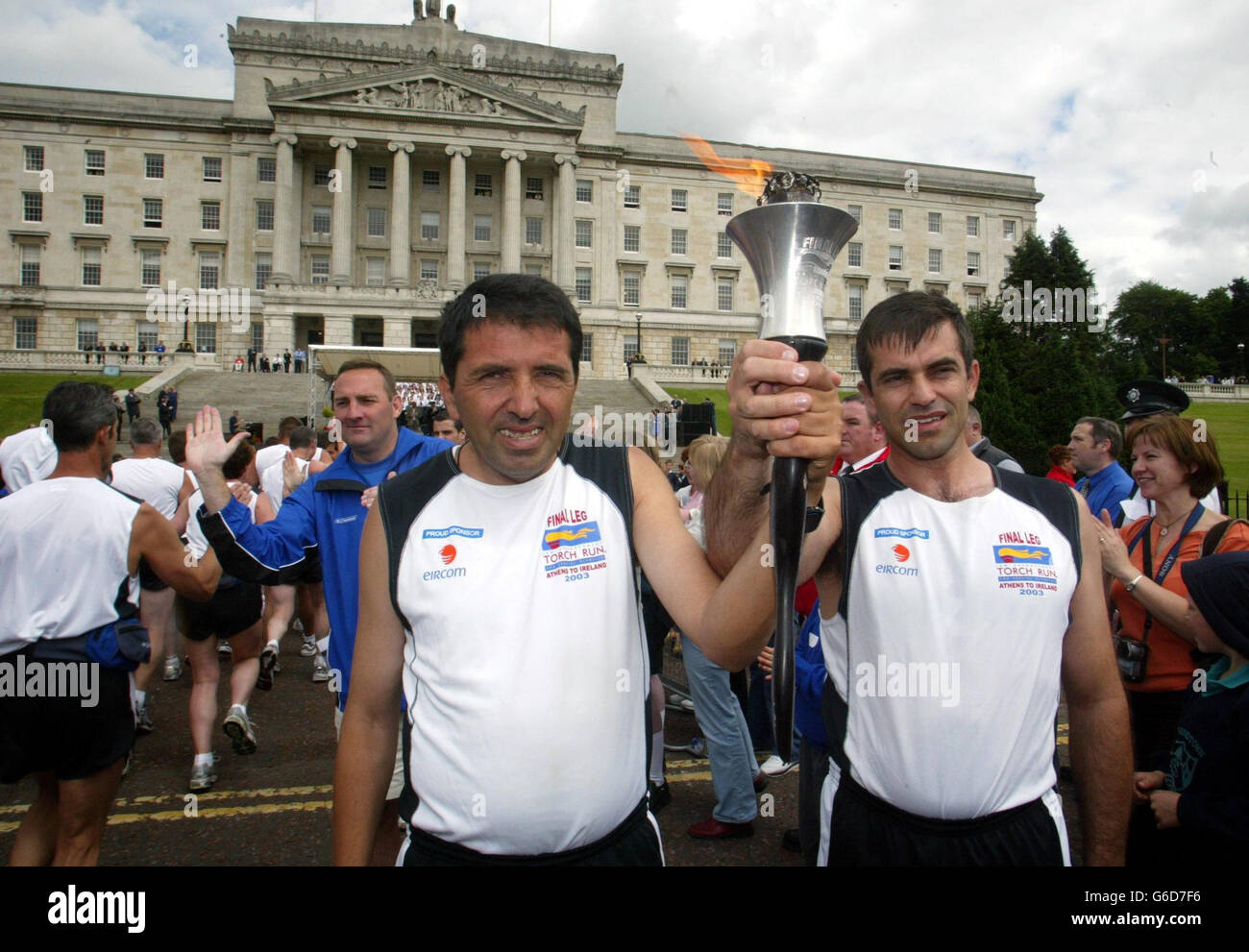 Spezielle olympische Fackel kommt in Belfast Stockfoto