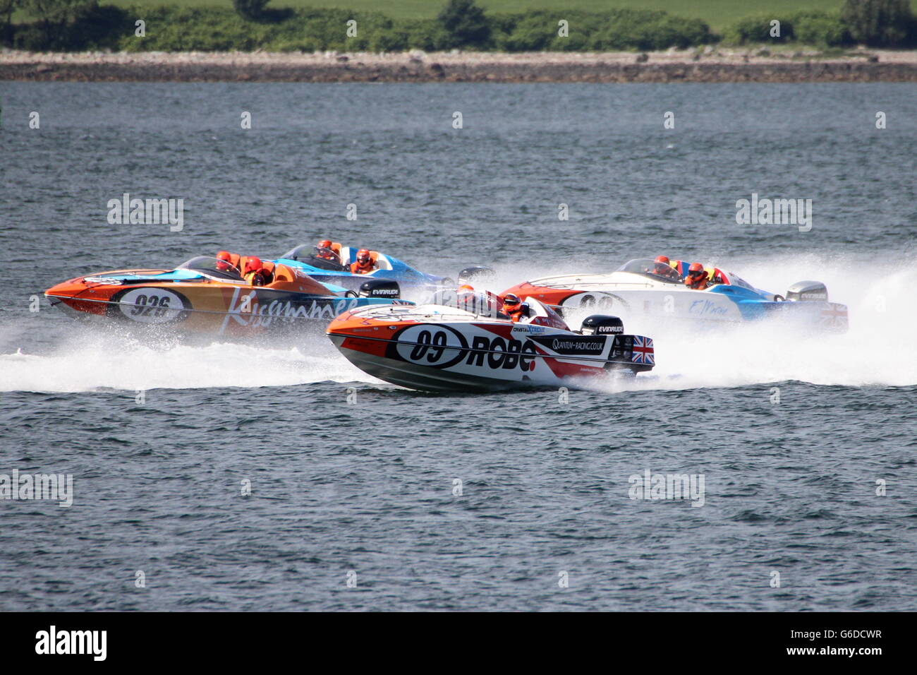 Das Quantum Racing Team während der ersten schottischen Grand Prix des Meeres, statt in Greenock am Firth of Clyde. Stockfoto