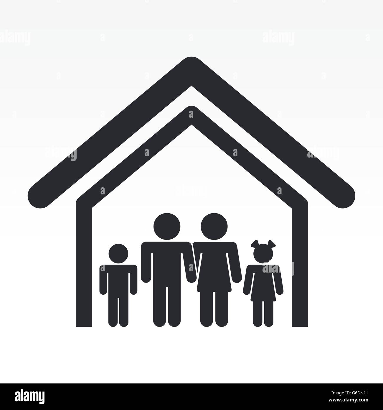 VektorIllustration von isolierten Einfamilienhaus Familie Symbol Stock