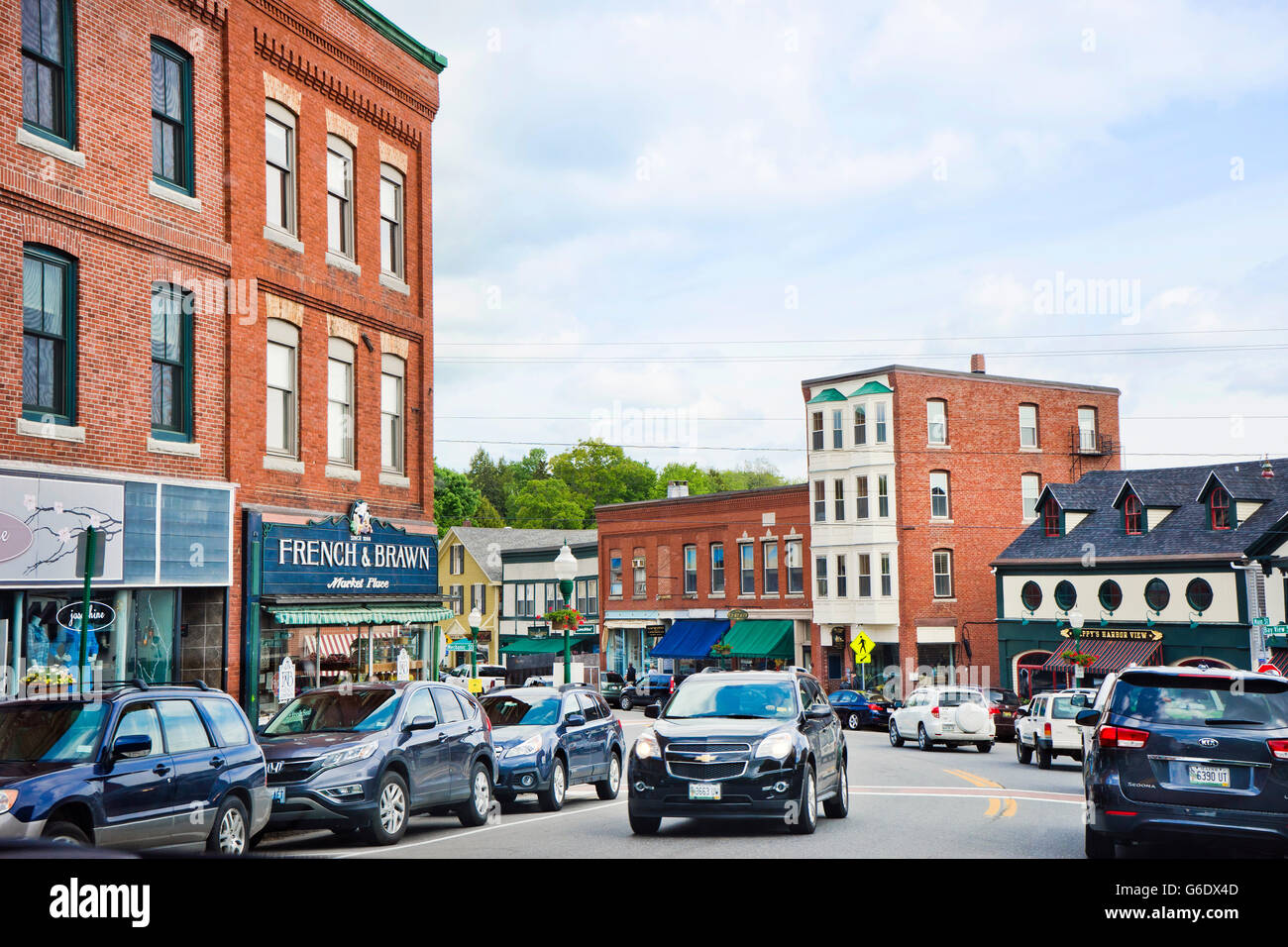 Die Innenstadt von Camden, Maine Stockfoto