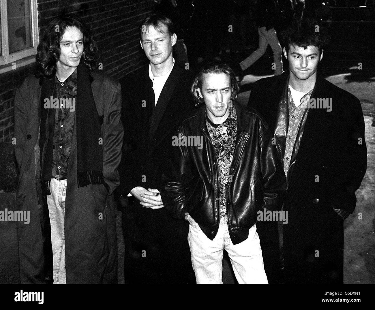 Popgruppe nass nass nass nass nass. Von links: Graeme Clark, Tom Cunningham, Neil Mitchell und Sänger Marti Pellow. Stockfoto
